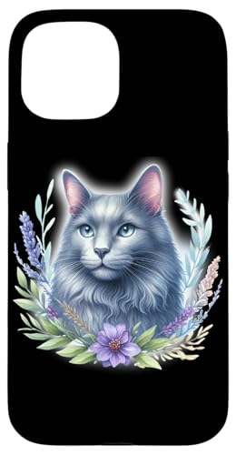 Russische blaue Katze x Blumen Hülle für iPhone 15 Russische blaue Katze x Blumen Hülle für iPhone 15 von Urban Empyre
