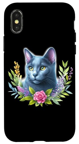 Russische blaue Katze x Blumen Hülle für iPhone X/XS Russische blaue Katze x Blumen Hülle für iPhone X/XS von Urban Empyre