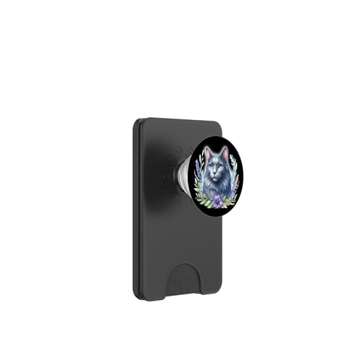 Russische blaue Katze x Blumen PopSockets PopWallet für MagSafe Russische blaue Katze x Blumen PopSockets PopWallet für MagSafe von Urban Empyre