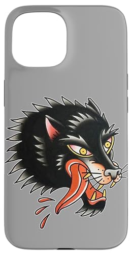 Traditioneller Tattoo-Blitz mit Wolfsk Hülle für iPhone 15 Traditioneller Tattoo-Blitz mit Wolfsk Hülle für iPhone 15 von Urban Empyre
