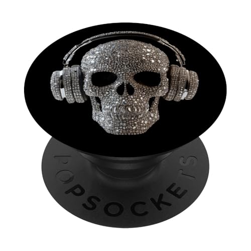 Bling Skull mit Kopfhörern - DJ Music Lover PopSockets Klebender PopGrip von Urban Skull DJ Beats