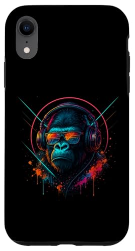 Coole Gorilla-Kopfhörer mit auffälligem Lack-Street-Art-Design Hülle für iPhone XR von UrbanPrimal