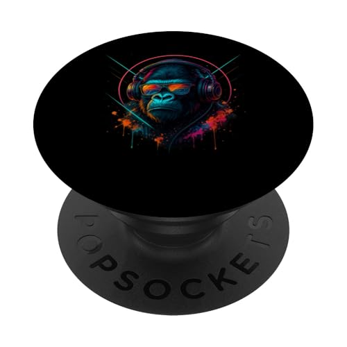 Coole Gorilla-Kopfhörer mit auffälligem Lack-Street-Art-Design PopSockets Klebender PopGrip von UrbanPrimal