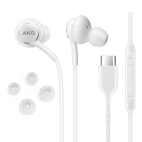 UrbanX 2021 Stereo Headphones for Samsung Note 10, Note 10+, Galaxy S10, S9 Plus, S10e, Galaxy S21, Galaxy S20 FE, Galaxy S20, with Microphone - Bundled with Carry Case - White von UrbanX
