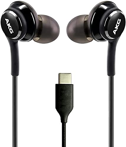 UrbanX OEM 2021 Stereo Headphones for Motorola Moto Z3 Play Braided Cable - Designed by AKG - with Microphone (Black) USB-C Connector (US Version with Warranty) von UrbanX
