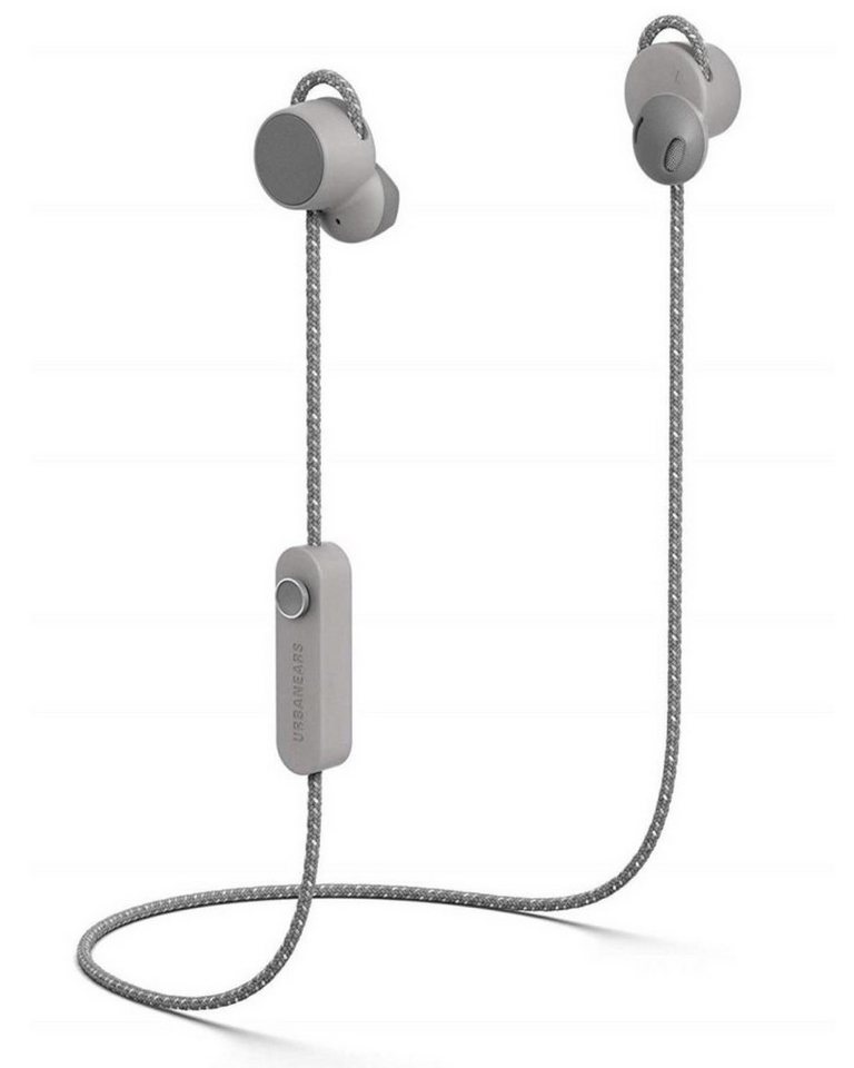 Urbanears Jakan Bluetooth In-Ear Headset Grau Headset (integriertes Mikrofon, Bluetooth, Anruffunktion 12 Stunden Akkulaufzeit Magnetische Ohrhörer Bedienknopf) von Urbanears