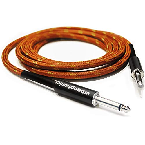Urbanphonics Professionelles Instrumenten Kabel | für E-Gitarre, Bassgitarre, Keyboard | Geflochtener Tweed von höchster Qualität | 1/4 direkt Standard Buchse zu Buchse | kupferfarbenen | 3 m (10 Fuß) von Urbanphonics