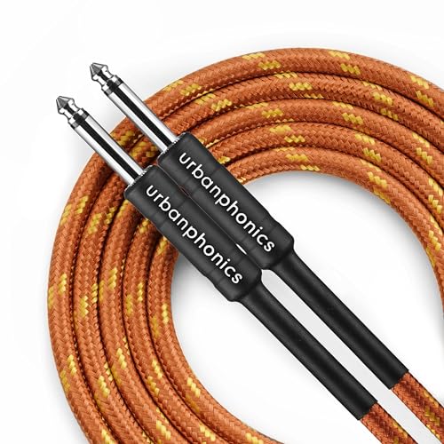 Urbanphonics Professionelles Instrumenten Kabel | für E-Gitarre, Bassgitarre, Keyboard | Geflochtener Tweed von höchster Qualität | 1/4 direkt Standard Buchse zu Buchse | kupferfarbenen | 5 m (16 Fuß) von Urbanphonics