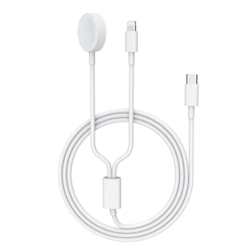 2 in 1 USB C Watch Ladekabel, Drahtlos Magnetisch Ladegerät für iWatch, 1,2 Meter Kabel Type C Uhr Tragbare Ladestation Kompatibel mit Apple Watch Serie 9/8/7/6/5/4/3/2/1/Ultra 2/Ultra/SE von Urbbalume