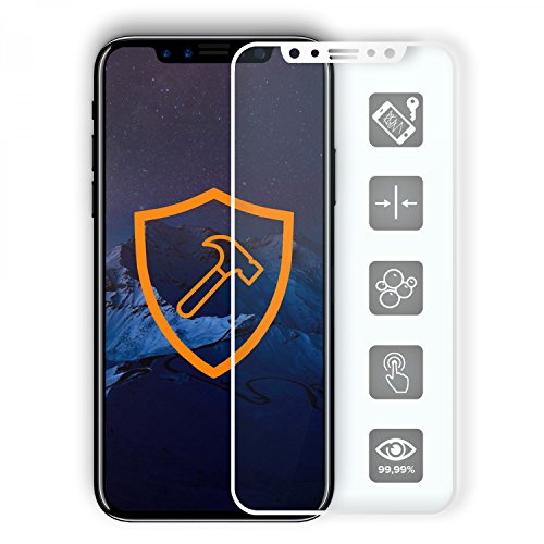 Urcover® 9H Panzer-Glas Schutz kompatibel mit Apple iPhone X / 10 Display Hart-Glas Schutz-Folie in Weiß I Blasenfreie Installation I Anti-Fingerabdruck I Displayschutzfolie Film 3D Touch von Urcover
