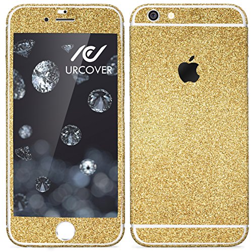 Urcover® Glitzer-Folie zum Aufkleben kompatibel mit Apple iPhone 7 Plus Folie in Gold | Zubehör Glitzerhülle Handyskin Diamond Funkeln Schutzfolie Handy-Schutz Luxus Bling Glamourös von Urcover