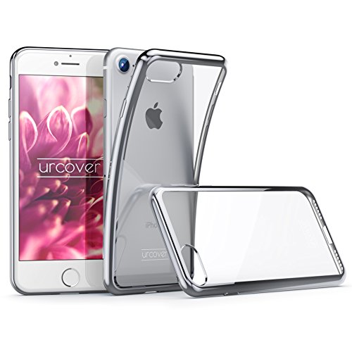 Urcover® Handyhülle kompatibel mit Apple iPhone 7 Plus / 8+ Silber | TPU Schutzhülle durchsichtig | Spiegelrand Hülle Transparent | Slim Cover Tasche | dünne Schale | Back-Case flexibel | von Urcover