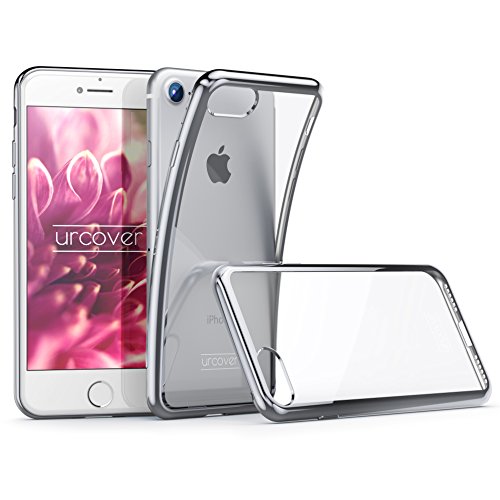 Urcover® Hülle kompatibel mit Apple iPhone 7 Silber | TPU Silikon Schutzhülle durchsichtig | Spiegelrand Hülle Transparent | Slim Cover Tasche | dünne Schale | Back-Case flexibel | von Urcover