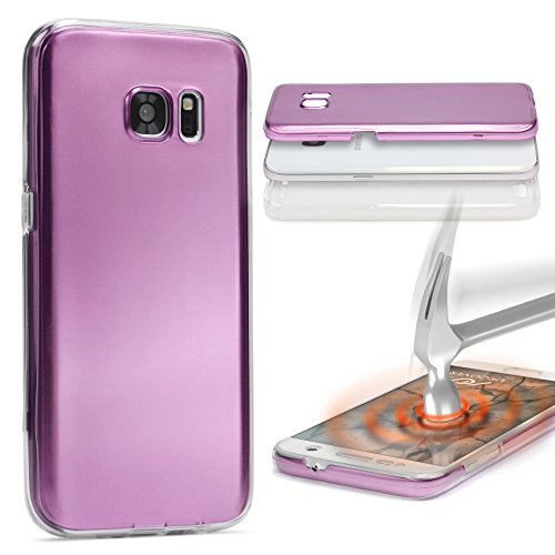 Urcover® Metalloptik 360 Grad Hülle kompatibel mit Samsung Galaxy A7 2016 | TPU in Pink | Ultra Slim Zubehör Tasche Case Handy-Cover Schutz-Hülle Schale von Urcover
