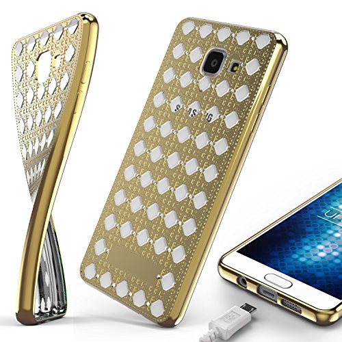 Urcover® Oriental Silikon Case kompatibel mit Samsung Galaxy A5 (Version 2016) Hülle Gold/Weiß mit Stylischem Muster Handyhülle Cover Back Schutzhülle Handyschutz von Urcover