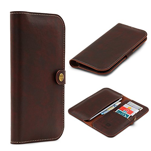 Urcover® Portmonee Schutzhülle kompatibel mit Apple iPhone 6 Plus / 6s Plus Wallet in Dunkel Braun mit Karten-Fächern & Geld-Fach | Umschlag-Hülle mit Druck-Knopf | Etui Geldbörse Card-Slot von Urcover