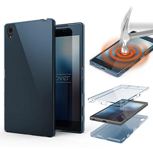 Urcover® TPU Ultra Slim 360 Grad Hülle kompatibel mit Sony Xperia Z5 Plus Schutzhülle in Blau | Handy-Cover Rundum Case dünn Schale Tasche von Urcover
