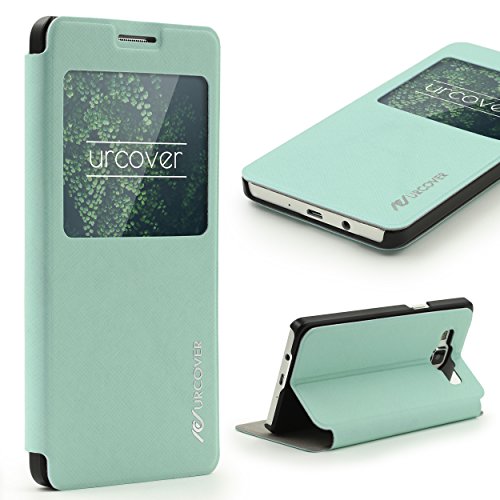 Urcover® View Case Wallet kompatibel mit Samsung Galaxy A3 2015 Handy Schutz-Hülle Türkis | Cover Sicht-Fenster | leichte Schale dünne Tasche von Urcover