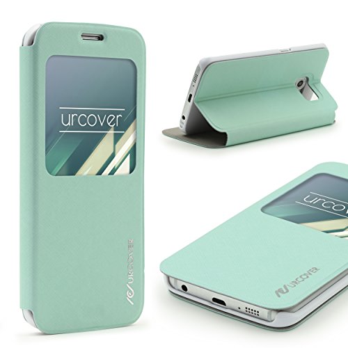 Urcover® View Case Wallet kompatibel mit Samsung Galaxy S6 Edge Handy Schutz-Hülle Türkis | Cover Sicht-Fenster | leichte Schale dünne Tasche von Urcover