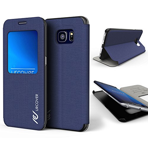 Urcover® View Case kompatibel mit Samsung Galaxy S6 Edge Hülle Schutzhülle Cover Tasche Schale Etui Handyschutz Dunkel Blau von Urcover