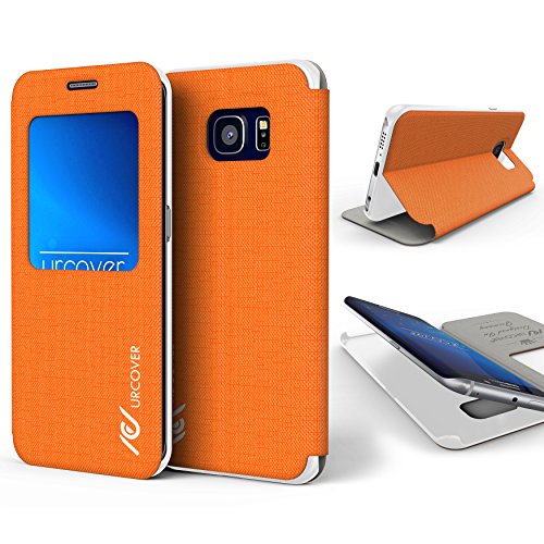 Urcover® View Case kompatibel mit Samsung Galaxy S6 Edge Hülle Schutzhülle Cover Tasche Schale Etui Handyschutz Orange von Urcover