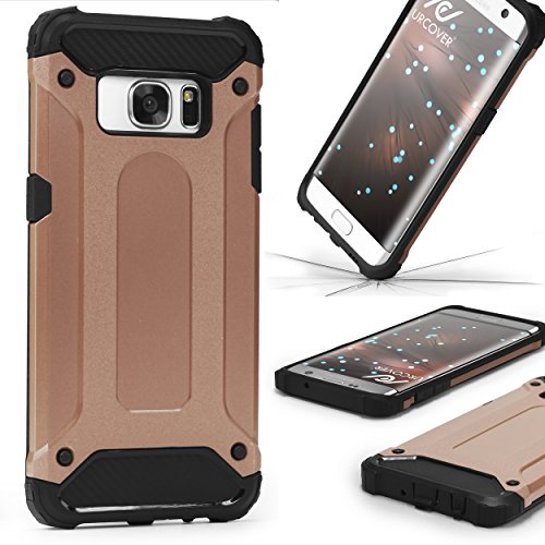 Urcover Steel Hybrid Schutzhülle kompatibel mit Samsung Galaxy S7 Edge Hülle mit [Kantenschutz] Handyhülle [Rose Gold] Bumper Cover Back Case Etui Handyschutz von Urcover