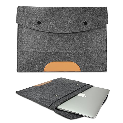 Urcover Universal 12 Zoll (42,5 cm) Laptoptasche in Tokio Grau/Braun Design [ Filz mit Knopfverschluss ] Notebook Hülle Tablet-Tasche Sleeve von Urcover