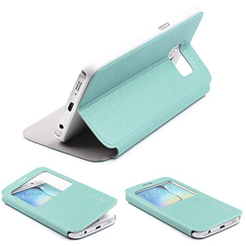 Urcover View Case kompatibel mit Samsung Galaxy S6 Edge Hülle, Wallet mit [ Standfunktion ] Schutzhülle Case Cover Etui Ständer Aufsteller Handyhülle Türkis von Urcover