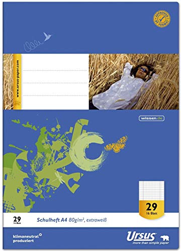 Heft LIN29 A4 16 Blatt 80g/qm rautiert mit Randlinien von Ursus