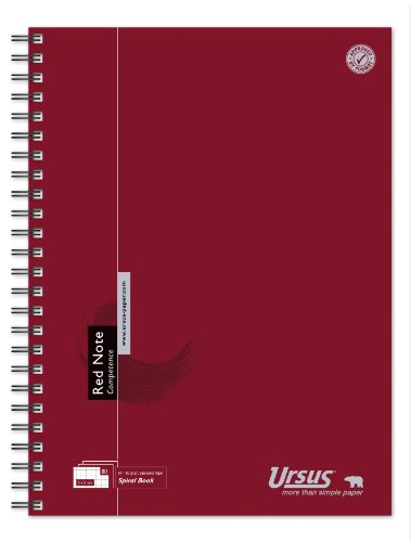 Ursus 608550000 Spiralbuch Red Note A4, kariert, 90 g/qm, 5 mm, 80 Blatt von Ursus