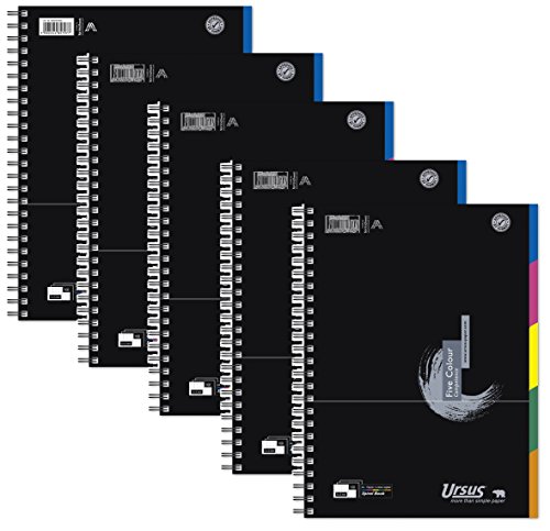 Ursus 608555000 Collegeblock Five Colour A4, kariert, 70 g/qm, 5 mm, 100 Blatt (5) von Ursus