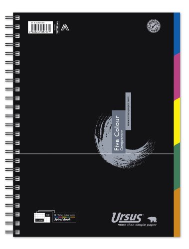 Ursus 608555000 Collegeblock Five Colour A4, kariert, 70 g/qm, 5 mm, 100 Blatt von Ursus