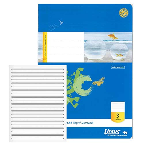Ursus Basic 040416003 Chlorfrei - Hefte 20 Blatt Heft A4 16 Blatt Lin3 von Ursus