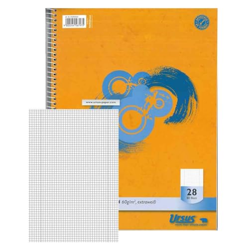 Ursus Basic 040993028 Collegeblock LIN28 A4 80 Blatt 60g/qm 5mm kariert mit Randlinien von Ursus