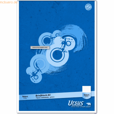 Ursus Briefblock A4 70g 50 Blatt liniert Ursus Briefblock A4 70g 50 Blatt liniert von Ursus