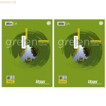 Ursus Briefblock Green Pure Impact A4 70g/qm 50 Blatt 9mm liniert von Ursus