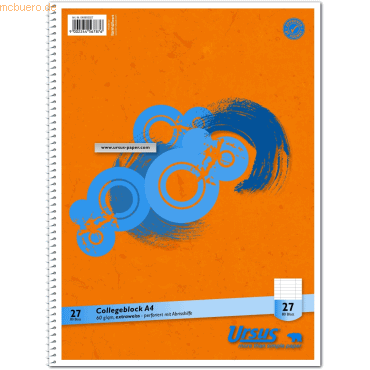 Ursus Kollegeblock A4 60g/qm 80 Blatt liniert mit Rand beidseitig von Ursus