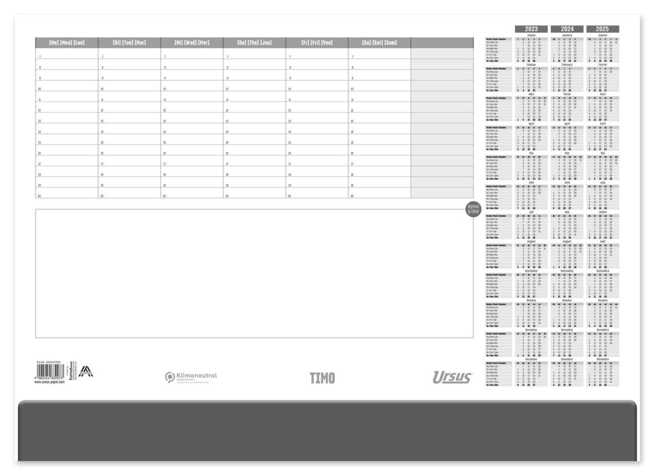 Ursus Schreibtischunterlage Kalender von Ursus