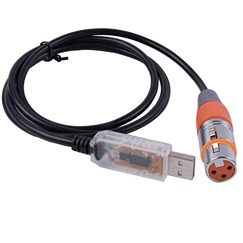 USB zu DMX Steuerkabel RS485 Serial Konverter Adapter FTDI XLR 3pin Bühnenbeleuchtung Gerätekabel (4,9 m, USB Transparent Shell) von Usangreen