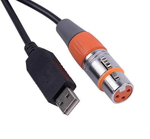 USB zu DMX Steuerkabel RS485 Serielles Konverter Adapter FTDI XLR 3-Pin Bühnenbeleuchtungsgerät Kabel (1,8 m, USB schwarzes Gehäuse) von Usangreen