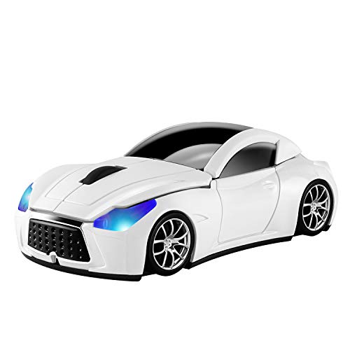 Usbkingdom Coole kabellose Maus in Autoform, 2,4 GHz, optische Maus mit USB-Empfänger für PC, Laptop, Computer, 1600 dpi, 3 Tasten, Weiß von Usbkingdom