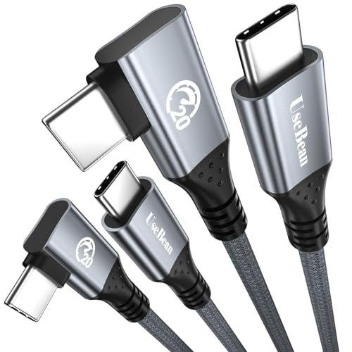 240W USB C auf USB C Kabel 2M[2 Stück] Winkel, USB C 3.2 Gen 2X2 20Gbps, 90 Grad Schnellladekabel Typ C PD 3.1 Ladekabel, 4K Video Kabel für iPhone 16 15, Galaxy S25 S24, iPad Pro/Air, MacBook Air von UseBean