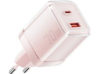 Yueqi 70W GaN USB-C + USB-A Netzladegerät (rosa) von Usorteret