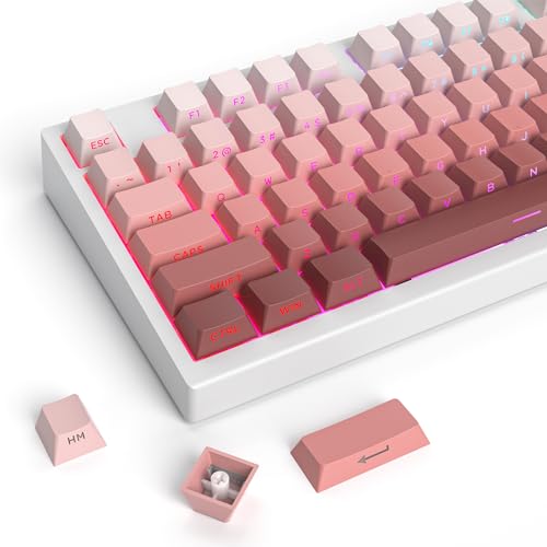 Ussixchare PBT Gradient Pink Tastenkappen, seitlich bedruckt, glänzend, Kirschprofil, Doppelschuss, benutzerdefinierte Tastenkappen, minimalistischer Stil für mechanische Tastatur, Rouge von Ussixchare