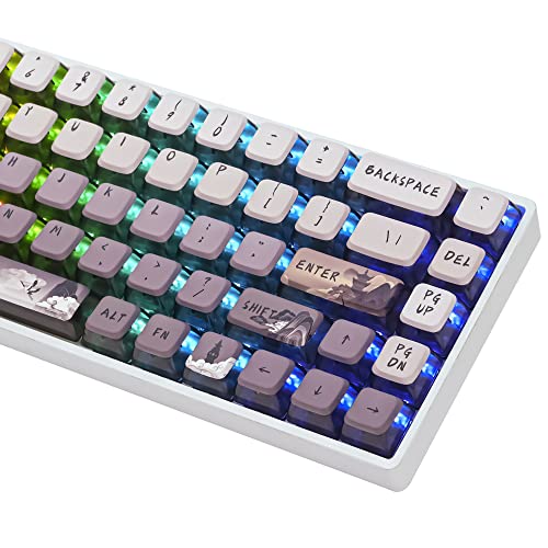 Ussixchare Pudding Tastenkappen ASA Profile 60% PBT Tastenkappen-Set für Cherry Mx Gateron Kailh Switch für 60% 65% TKL Tastaturen (Remote Forest) von Ussixchare