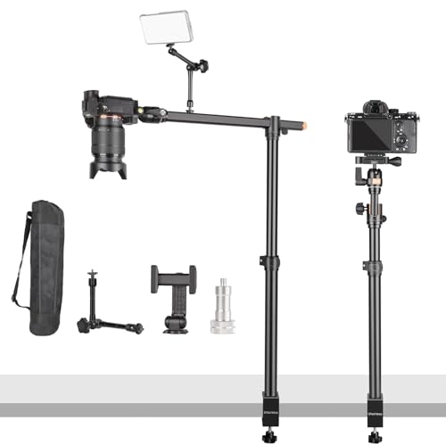 Utasitess Kamera-Schreibtischhalterung, Überkopf-Kamera-Arm-Ständer für den Schreibtisch mit 360°-Kugelkopf, für DSLR-Kameras, Handys, Lichter, Mikrofone von Utasitess