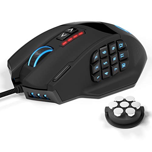 UtechSmart Venus Gaming Maus 16400 DPI USB Laser MMO Gaming Mouse, 18 programmierbare Tasten,16400 DPI Abtastrate, konfigurierbare LED-Farb-Beleuchtung, ergonomisches Design von UtechSmart
