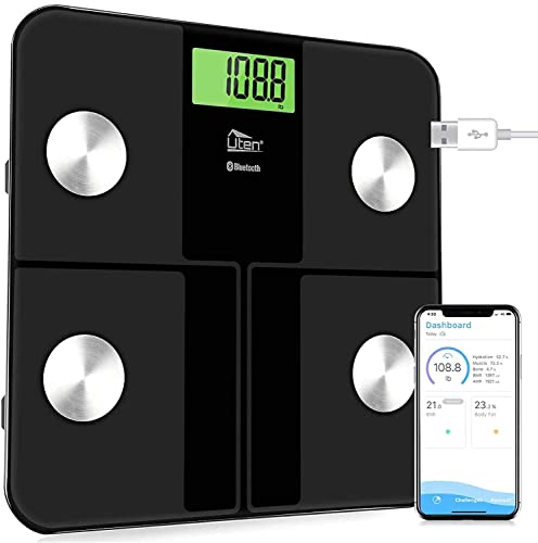 Digital Personenwaage Körperfettwaage Uten Bluetooth Körperwaage Digitale Körperanalysewaage mit APP Körperanalysegerät Gewichtswaage 180kg 400lb von Uten