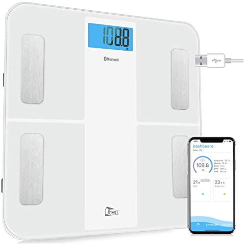 Digital Personenwaage Körperfettwaage Uten Bluetooth Körperwaage Digitale Körperanalysewaage mit APP Körperanalysegerät Waage 180kg 400lb von Uten