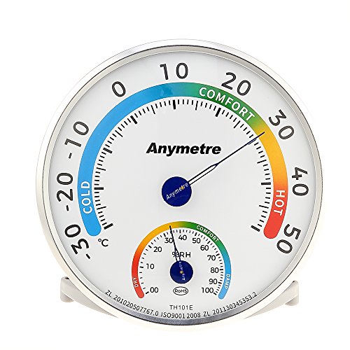 Thermometer Hygrometer Innen Außen Analog Monitor Temperatur- und Feuchtigkeitssensor für das Haus Büro das Gewächshaus, Durschmesser ca. 12,5 cm von Uten